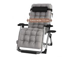 DQCHAIR Lettino Prendisole Pieghevole a gravità Zero sedie reclinabili per Spiaggia Patio Giardino Campeggio Esterno Portatile Sedia a Sdraio da casa Supporta 200kg Nero (Colore : with Gray Cushions)