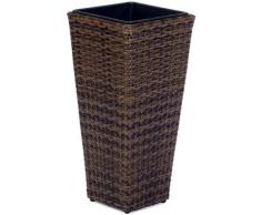 Secchio per pianta da giardino in polyrattan, incl. elemento in plastica per interno ed esterno, marrone bicolore, 28 x 28 x 60 cm