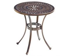 YSGLIFE Tavolo rotondo in alluminio pressofuso con foro per ombrello, giardino, sala da pranzo, picnic, tavolino da caffè, resistente alle intemperie, per esterni, balcone, colore: rosso oro