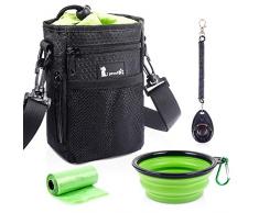Pecute Borsa Addestramento Cani in Tessuto Impermeabile, Cintura Regolabile e Tasche per Smartphone e Ciotola Silicone Pieghevole
