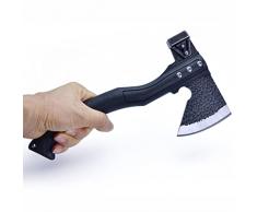 JPCRMOV Ascia Spaccalegna, Accetta Da Campeggio con Martello, Coltello Bushcraft & spaccalegna 2 in 1 per allAria Aperta, Affilato Ascia sopravvivenza con Manico in Fibra e Fodero di Nylon
