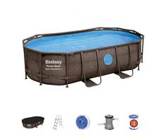 Piscina fuoriterra Ovale BESTWAY Power Steel Swim Vista Series con Oblò, Cm. 427x250x100, Capacita 7.250 Litri
