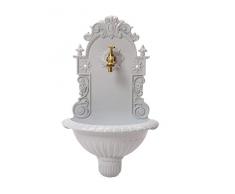 Fontana a Muro per Giardino in Alluminio Stile Antico - Bianco