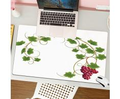 Customized Mousepad Gaming Mouse Pad Mat,Uva, Ramo di edera ricurva Deciduo Legnoso Vini Grappoli di semi Cabernet, Verde Viola,Mouse Pad Antiscivolo Fondo in Gomma con Bordi Cuciti