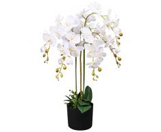 vidaXL Orchidea Artificiale in Vaso 75cm Bianca Piante Finte Fiori Arredo Casa