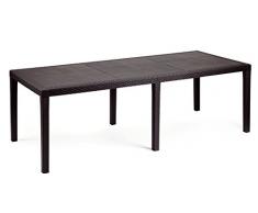 Esidra 1 Allungabile Made in Italy, Polipropilene 220 Cm, Giardino Effetto Rattan, Tavolo da Esterno, 220 x 90 x 72 (Marrone)
