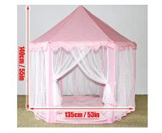 MYMM Tenda da Gioco, Bambini Princess Castle, Tende per Bambini ad Angolo per Uso Interno ed Esterno, Custodia per Il Trasporto, Regalo di Compleanno per Bambini, Play House, Gioco Puzzle (Rosa)