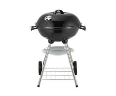 Dc Casa Barbecue Tondo a Carbonella Nero Con Coperchio e Ruote 44.5 X 69 Cm Bbq Grill Trasportabile per Grigliare allaperto,Ideale per Vacanze e Campeggio