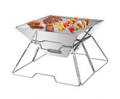 SunJas Barbecue Portatile Pieghevole in Acciaio Inossidabile Barbecue a Carbone in Acciaio AllAperto Barbecue Grill per Giardino Picnic Campeggio