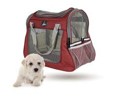 Ligo Amber-Trasportino per Cani e Gatti, Borsa da viaggio per animali domestici morbida,Borsa Ripiegabile.Borsa trasportino a tracolla.porta-animali domestici. (ROSSO)