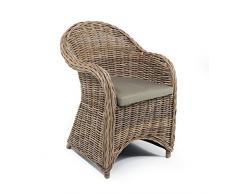RSPL Poltrona Design Intrecciata a Mano in Rattan Naturale. Materiale Naturale ma Robusto e Resistente agli Agenti atmosferici (Rattan kubù Grey)