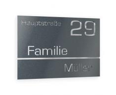 Graviers Design Numero civico personalizzabile in vetro acrilico + acciaio inox V2A 160 x 110 mm metallizzato, Resistente alle intemperie, Antiruggine, Targa per porta d’ingresso, Made in Germany