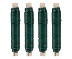 ECENCE 4X Filo di Ferro zincato per Piante, 0,65mm Filo Avvolgente su Bobina di Legno, Filo da Giardino per Fissaggio di Fiori e Piante, Filo da Legatura per Giardino 35m