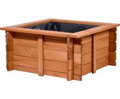 dobar 29236FSCe Square - laghetto da Giardino in Legno Robusto – Mini laghetto per Giardino/terrazza/Balcone – laghetto da Giardino con Pellicola per laghetto – 78 x 78 x 42 cm, Marrone