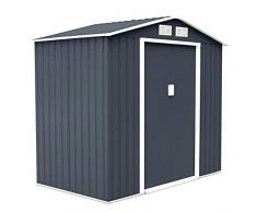 DREAMADE Box Casetta Grande, Casetta da Giardino Esterno, Capanno Magazzino in Lamiera di Metallo, con Porta a 2 Ante e Finestra di Ventilazione, Adatta per Riporre Attrezzi (Grigio)