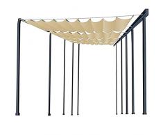 Vela Parasole, Gazebo Pergola Terrazza Riparo dal Sole, Baldacchino Retrattile della Tenda UVA, Poliestere Copertura per Tenda da Sole Scorrevole Wave Traspirante (Colore : Beige, Taglia : 0.5x4m)