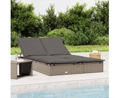 Leepesx Lettini Prendisole 2pz Grigio 201x55x20 cm Polyrattan,Lettini Prendisole,Lettini da Giardino,Lettino Prendi Sole da Esterno