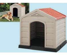 Happy House Cuccia per Cani in Resina PLASTICA Doggy Taglia Grande Large 90X92X89 CM Beige con Tetto Rosso