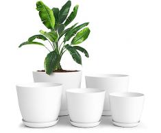Utopia Home Vasi per piante da interno con drenaggio Confezione da 5 -(18-17-15-13-12) cm Vasi decorativi per piante da interno - vasi di plastica per piante da interno, fiori, cactus