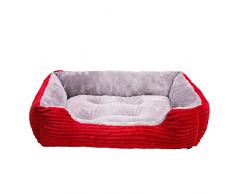 UKKO Letto per Cani Letto A Pelo del Letto del Letto di Rettangolo Kennel Cat Cucciolo di Divano Letto Letti Caldi Invernali-Red,XL 80X60Cm