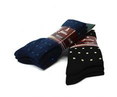 Fontana Calze, 6 paia di calze lunghe in caldo cotone elasticizzate confortevoli e rinforzate su punta e tallone fantasia a pois. Prodotto Italiano. 39/41