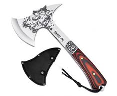 TIVOLI Ascia da spacco affilata, Ascia da sopravvivenza allaperto per legno, Ascia da campeggio Ascia a mano a codolo pieno, Ascia da campeggio per esterno, sopravvivenza, caccia, giardinaggio