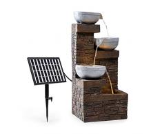 blumfeldt Fez - Fontana Solare da Giardino, Decorativa, Alimentazione Solare, Luce LED, Materiale: Poliresina, 3 Livelli di Cascate, al Chiuso e allAperto, 34 x 76 x 36 cm (LxAxP), Bronzo