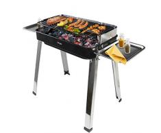 Barbecue Carbone Portatile, Griglia Barbecue BBQ Acciaio Inox, Barbeque a Carbonella per 4-5 Persone Giardino Balcone Picnic Allaperto Campeggio