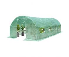 DREAMADE Serra da Giardino per Piante e Orto, Serra a Tunnel Stabile con 8 Finestre e 2 Porte Avvolgibili con Doppie Cerniere, Tessuto in PE a Rete e Telaio in Tubo dAcciaio, 3 x 6 x 2 m