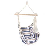 Yellowshop - Amaca sospesa da giardino pensile poltrona imbottita altalena da esterno PAM Beige Blu Bianco