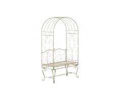 CLP Romantico Arco da Giardino NOSTY con Panca - Pergolato da Esterno in Metallo Trattato - Panchina Stile Vintage 100x45cm - Sostegno per Piante Rampicanti Stile Rustico Verde Antico