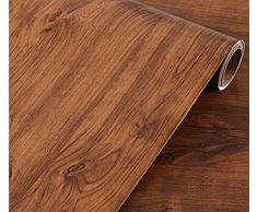 WDragon - Carta da parati adesiva in teak marrone con venature del legno testurizzato, per mobili e armadi, 40 x 250 cm