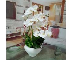 Lsrht orchidee artificiali piante in vaso di fiori di seta bouquet romantico bianco, ideale per home decor Room Garden party wedding mostrando