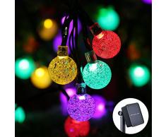 Qedertek Luci Natalizie da Esterno Solare, Luci Albero di Natale 6M 30 LED con Palline Trasparente, Luci Colorate Addobbi Natalizi, Luci Natale Esterno Impermeabile, Luci Decorazione Natale e Casa