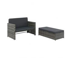 Festnight Set Divani da Giardino, Set di Mobili da Giardino 5 pz in Polyrattan Grigio