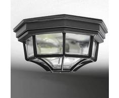 Licht-Erlebnisse Lampada da soffitto MILANO dal design vintage nero in stile rustico in alluminio H:12 cm E27 IP44 ideale per giardino balcone casa di campagna