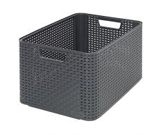 Curver 205852 - Cesto portaoggetti in polipropilene di seconda generazione, aspetto vimini, grande