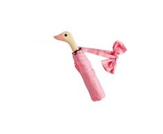 SERUMY Ombrello Pieghevole Ombrellone Semi-Automatico da Sole Grazioso Manico in Legno di Anatra 8K Pieghevole Vento Nero Rivestimento UV Protezione da Pioggia Ombrello-Pink-C