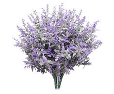Derbway Aggiornato Lavanda Artificiale, 4PCS Mazzo di Fiori di Lavanda Floccata Naturale per La della Casa Dellufficio della Festa Nuziale Decorazione della Pianta del Patio del Giardino (Viola)