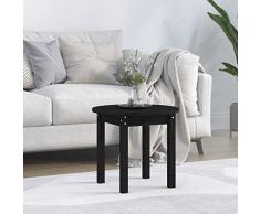 Homgoday Tavolino da Salotto Nero Ø 45x40 cm in Legno Massello di Pino, Tavolino da Salotto, Tavolinetto da Soggiorno, Tavolo per Ufficio Camera da Letto Giardino