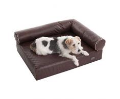 Wangado - Divano ortopedico per cani in Memory Foam. Fodera asportabile dal look vintage in liscia finta pelle. Igienico, ideale per cani anzani e con problemi alle articolazioni. Colore: marrone-marmorizzato dimensioni L 85 x P 65 x H 30 cm