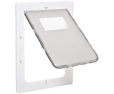 Pawhut Porta per Gatti e Cani Basculante con Sistema di Blocco, Gattaiola per Vetro, Rete e Porte, Sportello da 29x42cm, Bianco