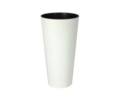 Vaso fioriera per piante Tubus Slim Shine altezza 57 cm, colore: bianco