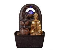 Fontana Buddha Bhava - Fontana interna Buddha rimovibile - Regali - Oggetto decorativo Zen Buddismo - Fontana da tavolo a LED - Circuito chiuso - Marrone e Dorato - H 26 cm - ZenLight