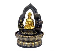 Fontana da tavolo Buddha a cascata da 30 cm, decorazione rilassante per interni, kit per cascata con flusso dacqua circolare per casa, ufficio, camera da letto (oro)