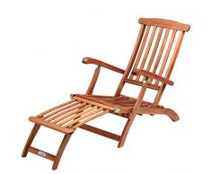 Casaria Lettino Prendisole Queen Mary Legno Acacia Poggiapiedi Rimovibile Sedia Sdraio Giardino Piscina