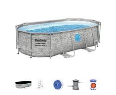 Bestway 56714-4 Piscina Fuori Terra Ovale Power Steel Swim Vista II da 4.27 m x 2.50 m x 1.00 m
