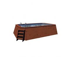 K2O Piscina Pannelli in Legno 490x293x126 cm Pompa Filtro a Sabbia di 3.028 L/H con Scaletta