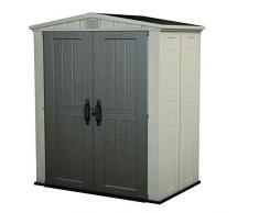 Keter Factor - Kit per capanno da esterno, perfetto per riporre mobili da giardino, accessori per bici, sedie da spiaggia e tosaerba a spinta, colore: tortora e marrone