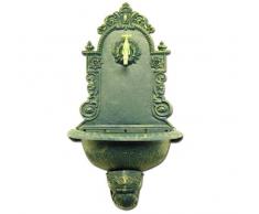 Fontana in ghisa a parete verde ant. (dj112)